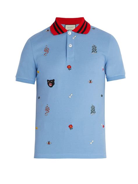 gucci embroidered polo shirt